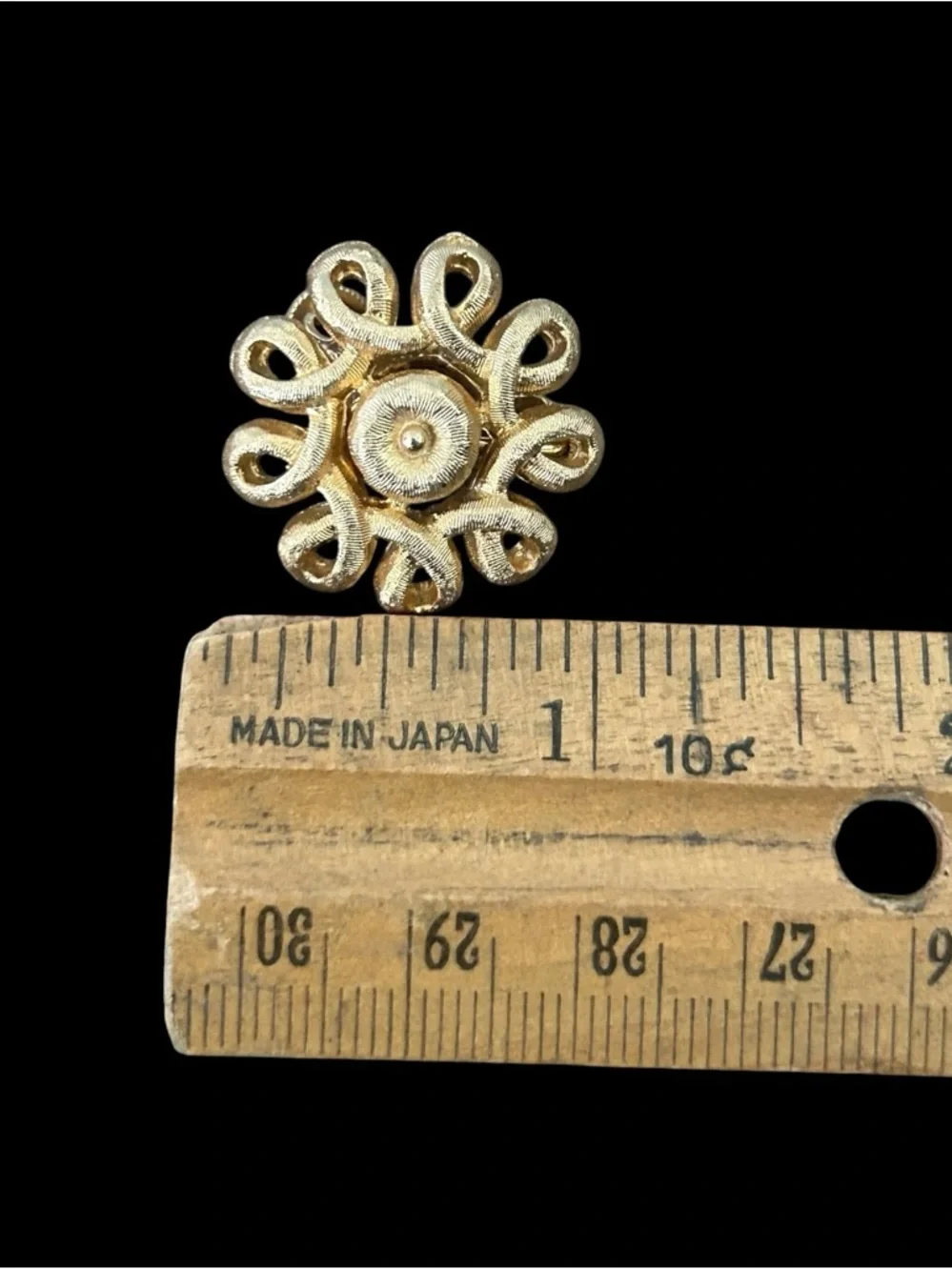 VTG Coro Clip On Earrings Twisted Knot Gold Tone MCM Round Circle Signed 1 Inch